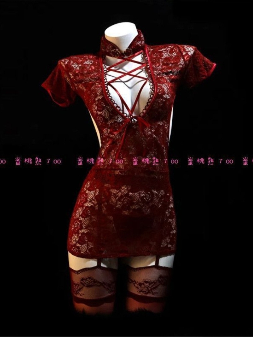 Sexy Lingerie Chinese Cheongsam Backless Mini Dress Night Outfits Home Costumes